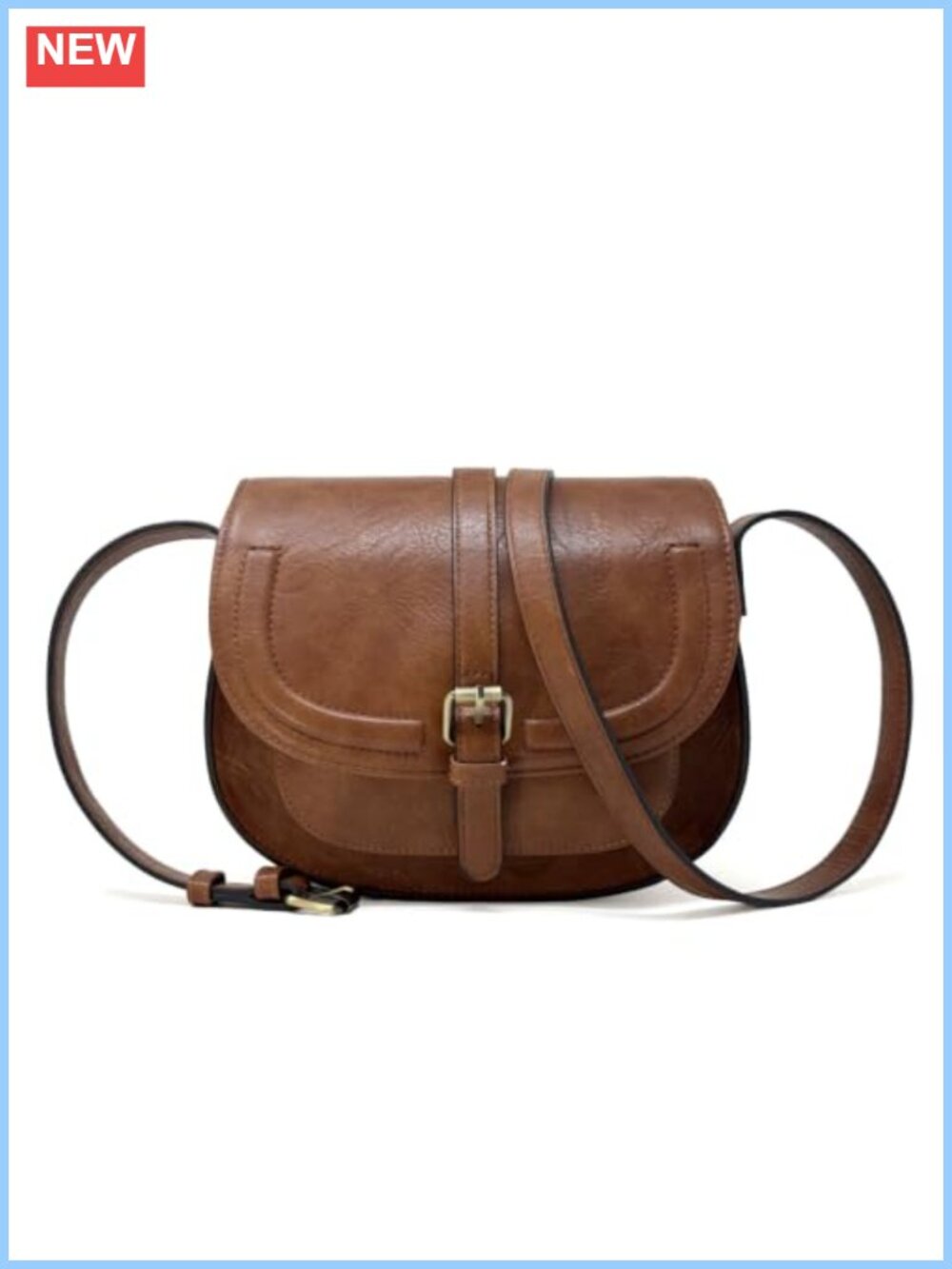 Vegan Leather Saddle Crossbody Bag Small Boho Purse